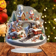 Abbraccia Flat 2D Acrylic Snowy Christmas House Decoration for Bedroom Or Office, Ideal