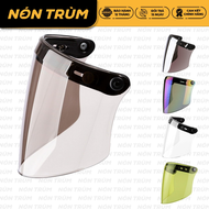 Kính Flat Royal gắn mũ bảo hiểm 3/4 mũ bảo hiểm fullface có 3 khuy bấm kính thẳng Royal - Nón Tru