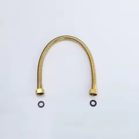 Rose Gold 304 Stainless Steel Pipe, Toilet Water Inlet Pipe 50cm G1/2"X1/2" Brushed gold Water Heate
