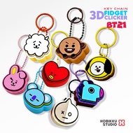 GANTUNGAN BTS BT21 Fidget Clicker PLA 3D Print Keychain Cute CharacterKeychain Bag and Key Accessori