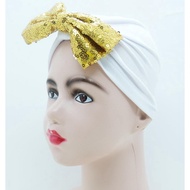 Turkish Women's Turban with Glitter Front and Mica Ribbon