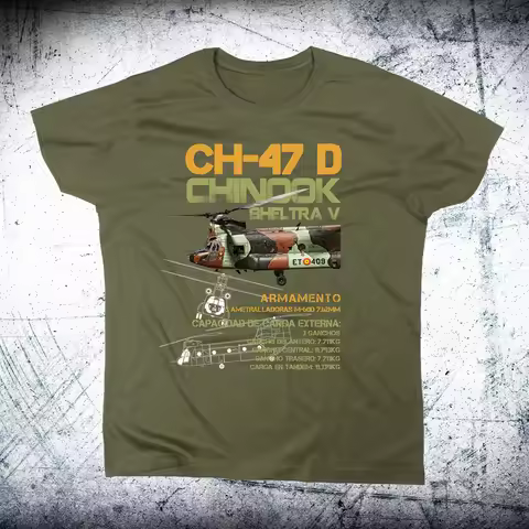 Spanish Air Force BHELTRA V CH-47D Chinook Transport Helicopter T-Shirt. Premium Cotton Short Sleeve