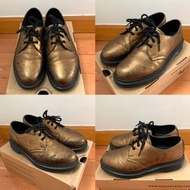 🇺🇸👞 Dr. Martens USA Edition Matte Metallic Copper Gold Bronze  Effect Leather Unisex Vintage Lace Up Shoes 美國版啞光金屬黃銅金色綁帶皮鞋 男女返學鞋