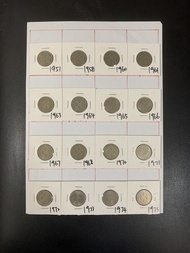 （銀色伍毫大全套）香港硬幣 - 喬治六世1951年 + 英女王伊利沙伯二世1958-1975年香港五毫硬幣 Government of Hong Kong Coin - King George VI 