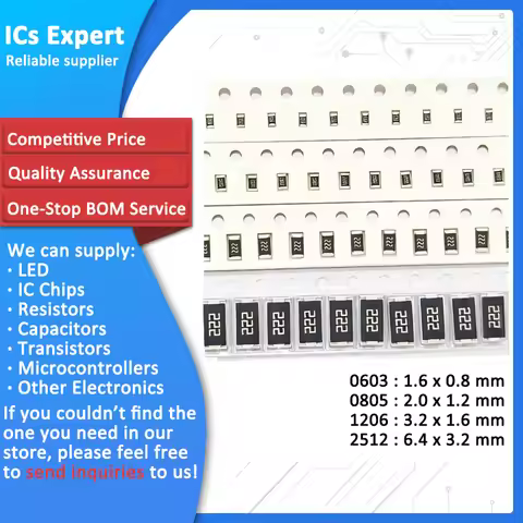 100Pcs 0603 0805 5% SMD Resistor 0R - 10M 1.8R 10R 100R 220R 330R 470R 560R 1K 10K 47K 100K 180K 0 1