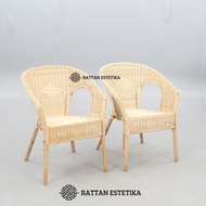 Minimalist Rattan Terrace Chair Woven Rattan Lounge Guest Chair with Melamine Finish