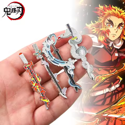 Metal Demon Slayer Pins Kimetsu No Yaiba Katana Badge Shinobu Brooches Tanjirou Sword Enamel Backpac