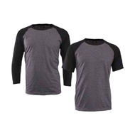 ENZO Raglan Round Neck Tshirt - Charcoal Grey / Black (Unisex) 1028