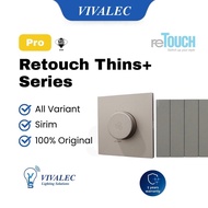 ReTouch Thins+ Series Switch & Socket - Premium Finishes: Matte Grey & Ecru (Texture Gold)