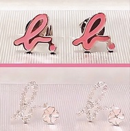 【 全新❗️ 】Agnes’b. 耳環 Sakura & Pink Logo Earrings ( 純銀水晶/桃紅色/ Sakura /Crystal/ Pink/Flower/Floral / Sh