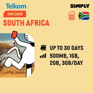 SIMPLY South Africa | 5-30 Days | Daily:500MB - 3GB + Unlimited Data SIM Card | Plug and Play
