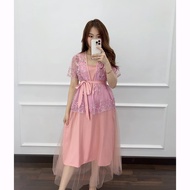 MJ Dress grisa ada size M L xL xxL Midi dress pesta dress natal dress imlek Dres Grisia