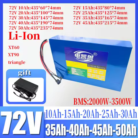 72V New 21700 10Ah 15Ah 20Ah 25Ah 30Ah 35Ah 40Ah 45Ah 50Ah Electric Vehicle Battery, +84V 5A Charger