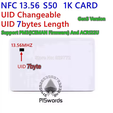 S50 NFC 13.56Mhz 7Bytes UID 0 Block 7 Bytes GEN3 Rewrite Changeable RFID Card Writeable Chinese Magi