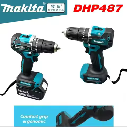 Makita Brushless impact screwdriver DHP487 Drill 40N.m Electric Screwdriver Two Gear Speed Wireless 