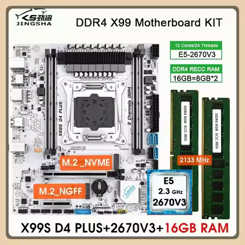 Kit de placa base X99 LGA 2011-3,kit xeon con procesador E5 2670V3 y memoria DDR4 de 16GB (2*8G) 213