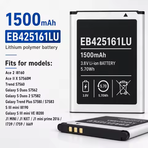 High Quality EB425161LU Replacement Battery for Samsung Galaxy S3 Mini J1 Mini S7562 S7560 S7582 I81
