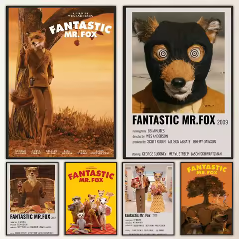 1pc Movie The Fantastic Mr. Fox Poster Self-adhesive Art Waterproof Paper Sticker Coffee House Bar R