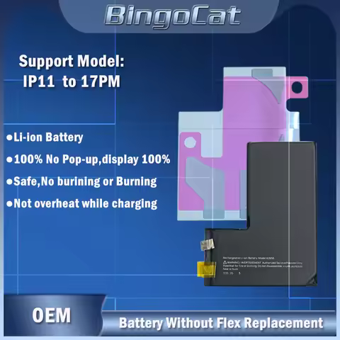 5pcs Without Flex High Capacity Battery Cell for iPhone 15plus 14ProMax 13Pro 11Pro 12mini SE2 SE3 X