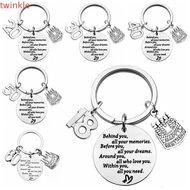 XINYUE Stainless Steel Key Chain, Stainless Steel Cake Pendant Birthday Gifts Keychain, Behind You A