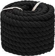 VEIZEDD Natural Twisted Cotton Rope 1 inch×25 Feet,Thick Black Rope for Crafts Home Decoration Outdoor Sport Railings Tug of War Rope