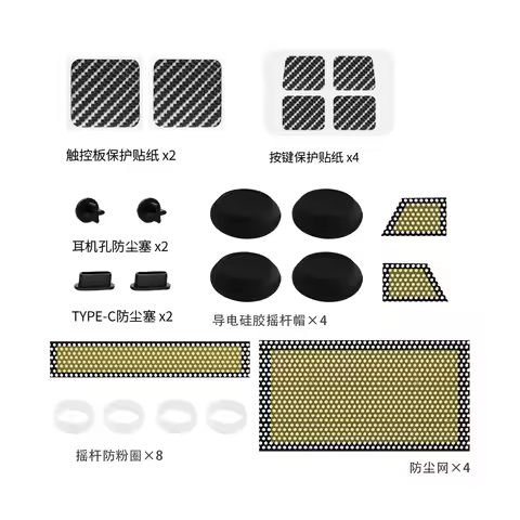 for Steam Deck dustproof plug+dustproof ring+dustproof net protection suit, key thumb case, game han