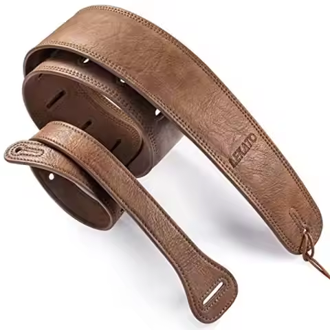Lekato 2.5 Inch Wide Guitar Strap Ukulele Acoustic Bass Leather Belt with Thicken Foam Padded Adjust