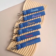 Personalized Embroidered Denim Keychain