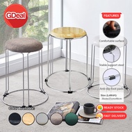 GDeal Leather Steel Thickened Stackable Round Stool Iron Dining Chair Sofa Household Furniture