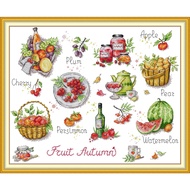 Joy Sunday Stamped Cross Stitch Ktis DMC Threads Cross Stitch Set DIY Needlework Embroidery Kit-Autumn Fruits