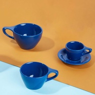 NotNeutral Dk Blue LINO Ceramic Plate and Cup Set includes 4 capacities for espresso, cappuccino and