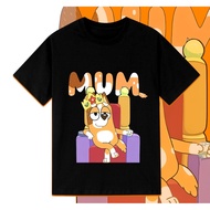 Baju Cartoon Unisex T-shirt with Bluey Cool Mom Club Bluey Mum 250 print Women Men Short Sleeve Tee
