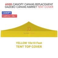Yellow 10x10 Feet 600D Colorful Canopy Canvas Replacement Gazebo Canvas Market Tent Cover Only