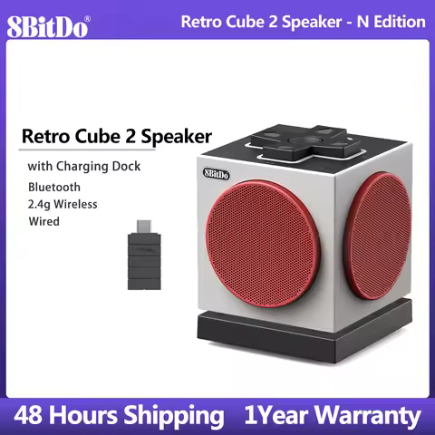 8BitDo Retro Cube 2 Speaker - N Edition with Charging Dock,Bluetooth/2.4g Wireless/Wired，for 8BitDo 