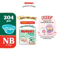 HUGGIES AirSoft Diapers for Newborn Baby NB68 (3 packs) Breathable and Soft diaper