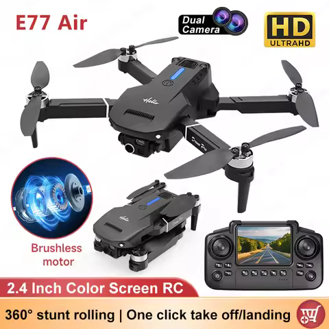 E77 Air Camera Drone 4K Professional Dual Camera Switching 2.4Ghz 5G Wifi Remote Controller 360° Stu