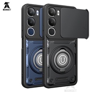 For Vivo Y19s 4G Case Armor Hard Back with Slide Camera Cover Ring Kickstand Shockproof Cover