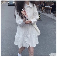 Korean Style White Short Shirt Dress Maternity Pregnant Dress Maternity Dress