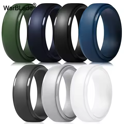 Men Silicone Rings Hypoallergenic Flexible Sports Antibacterial Wedding Rubber Bands 8mm Food Grade 