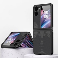 全城熱賣 - 適用於OPPO Find N2 Flip 荔枝紋電鍍邊框壓花手機殼（黑色）