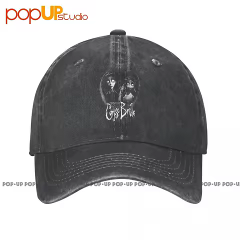 Tim Burtons Corpse Bride Bride And Groom Washed Denim Baseball Cap Trucker Hats Unique Streetwear