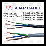 (Cut by Meter) FAJAR 1.5MM/2.5MM/4MM 3 Core / 4 Core Flexible Cable / TRS Cable 100% Pure Copper
