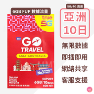 TrueMove H - 亞洲多國【10日 6GB FUP】4/5G 極高速無限數據上網卡 旅行電話卡 Data Sim咭(澳洲,中國,香港,印尼,日本,澳門,馬來西亞,新加坡,韓國/南韓等)
