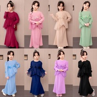 Baju Kurung Moden Kebaya Baju Raya Budak Perempuan Hitam Baby Blue Navy Lilac Ready Stock 2024