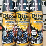 Diton Premium Paket Lengkap 3 Kaleng 400cc Biru Tua Dof Dop Deluxe Blue 9315 Silver 9124 Clear Doff