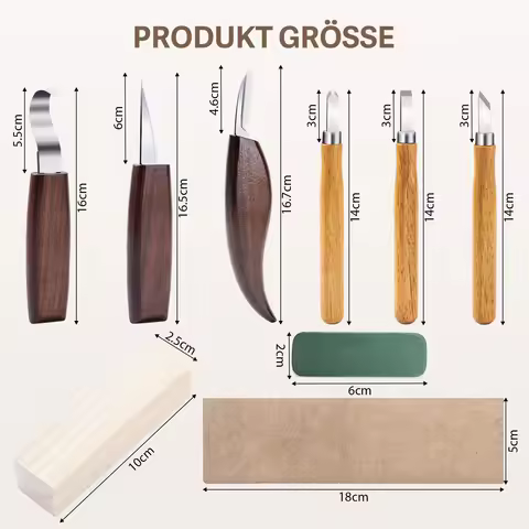 GOTURE 6/9pcs Wood Carving Kit Carving Knife, Wood Chisel Knife Cut Resistant Gloves, Canvas Bags wi