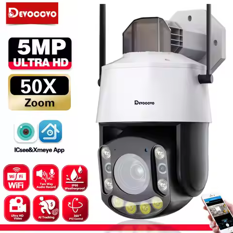 ICSEE WiFi 5MP PTZ Camera 50X 30X Zoom Human Detection Outdoor Wireless CCTV Security Surveillance C