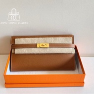 🌈Hermes🧡Kelly Wallet🧡金棕金扣🌟全新未使用🌈Epsom皮🌟長銀包🌟愛馬仕🌟