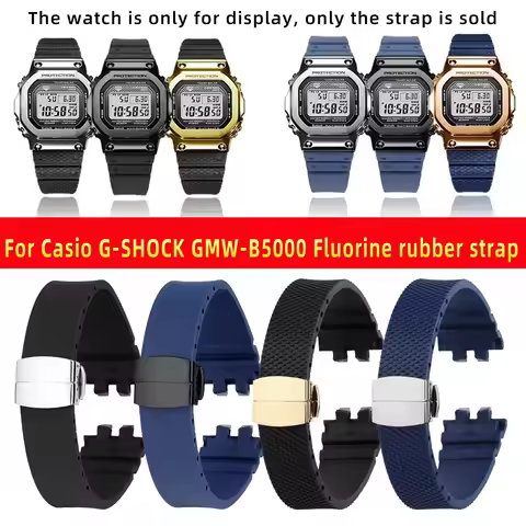 Modified Fluororubber Watch Strap For Casio G-SHOCK 3459 GMW-B5000/GM-B2100 FKM Watchband gmw-b5000 