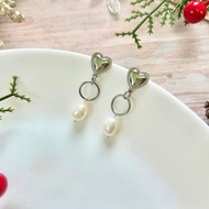 愛心耳針式耳環 淡水珍珠耳環 天然淡水珍珠 s925耳針